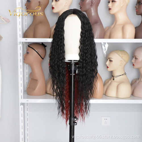 Highlight Long Kinky Curly Manufacturers High Temperature Long Lace Frontal Wigs Synthetic Hair Black Women